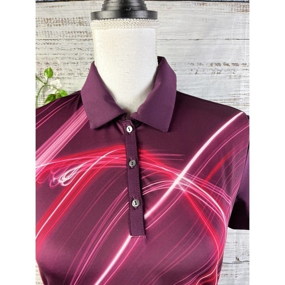 Puma Womens Golf Shirt Extra Small Burgundy Red Dry Cell Stretch Modest Athletic - Picture 3 of 9